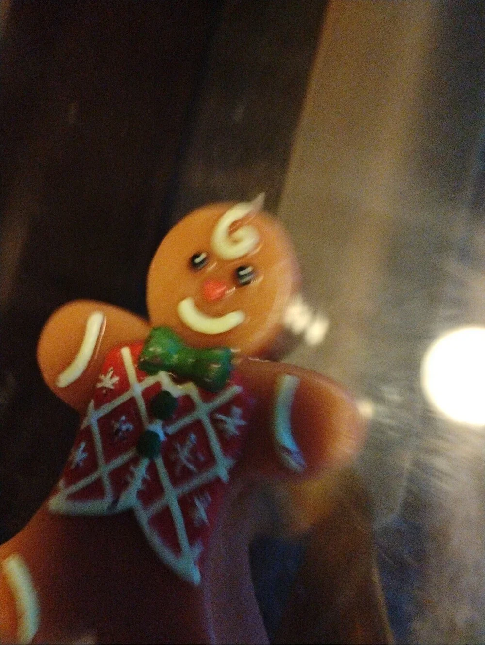 Vintage Gingerbread Man Decorative Figurine with Festive Vest